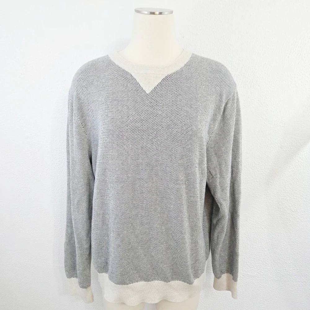 J. Crew Men's Cotton sweater in bird's-eye stitch Crew Neck Size XL
